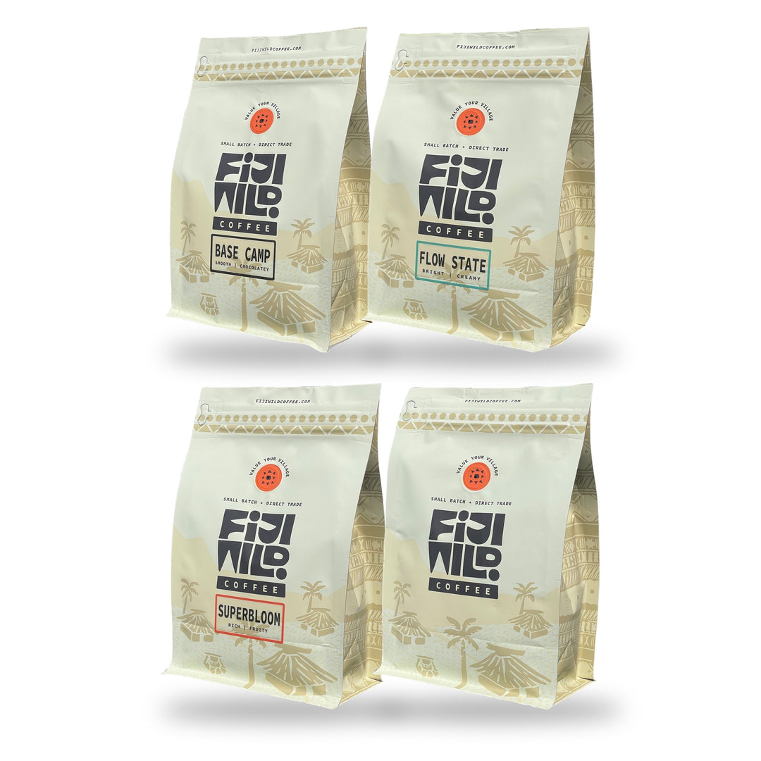 Fiji Wild Coffee bundle: four 12 oz bags in a two-by-two grid